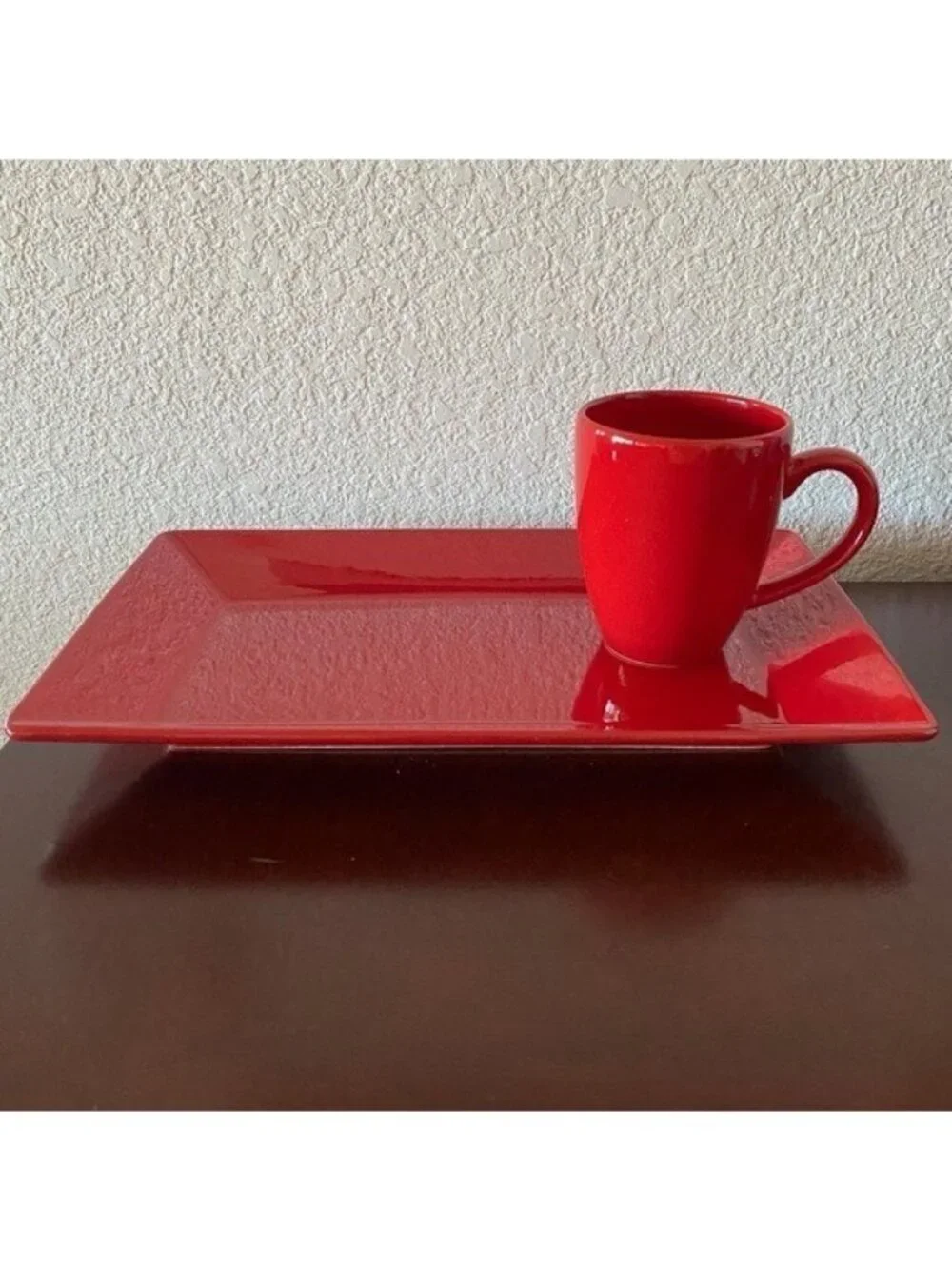 Vintage Waechtersbach Red Rectangle Dish & Mug Gorgeous Red!!